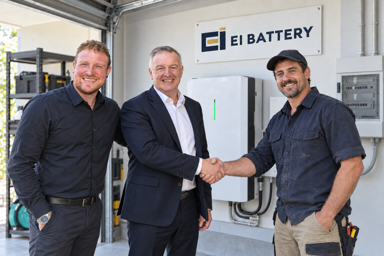 EI Battery Solutions team meeting with electrical contractors